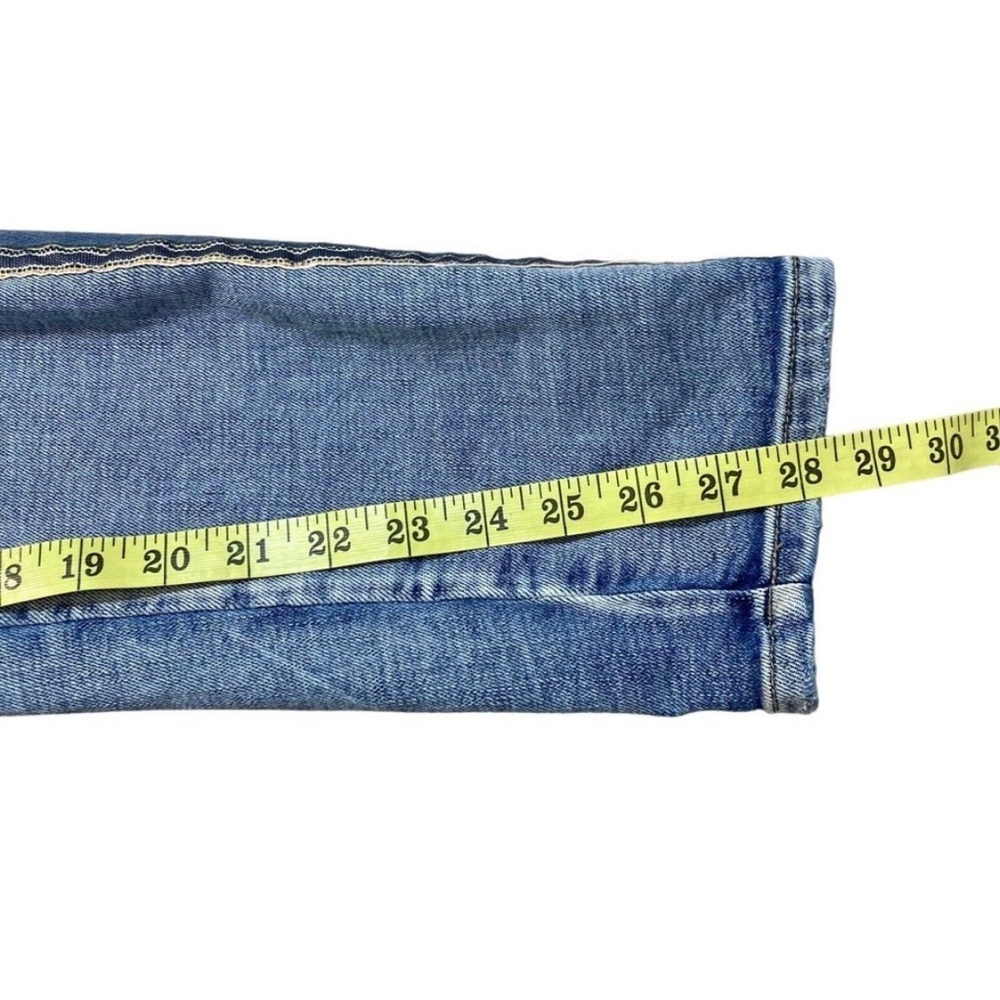 Pilcro Anthropologie Women's Sz 26 Blue Side Stripe Slim Boyfriend Crop Jeans - Picture 5 of 7